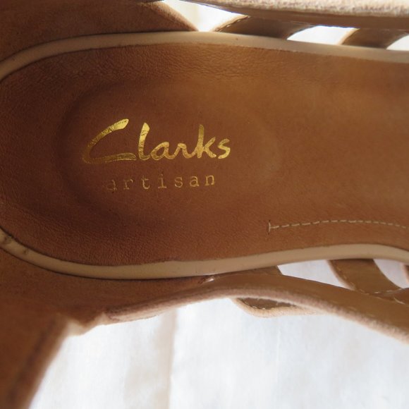 NWOT Women's Clarks Artsian Nude Suede Gladiator Lace Up Sandals - Picture 6 of 8